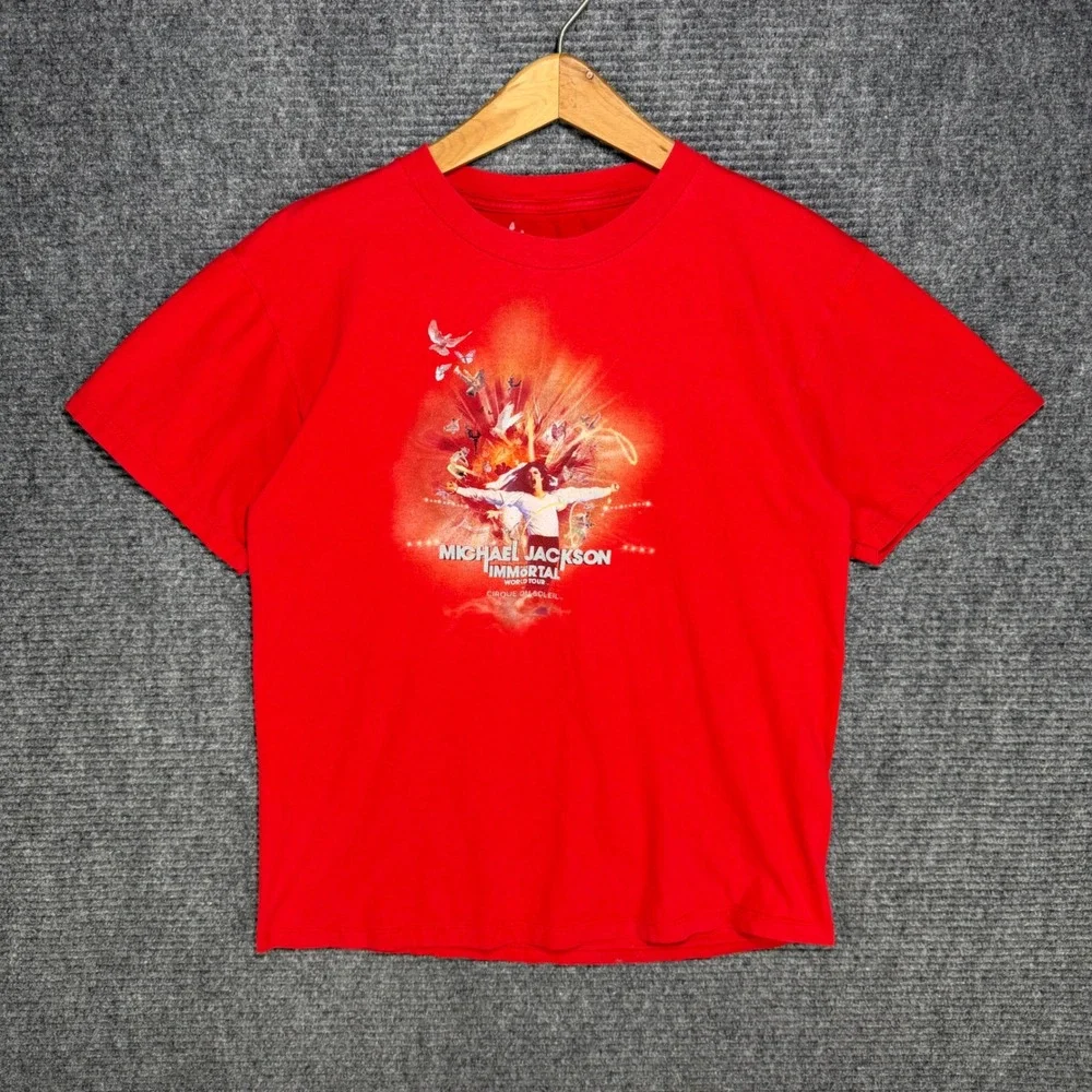 Michael Jackson Immortal World Tour Cirque Du Soleil Red Graphic Tee Kids XL